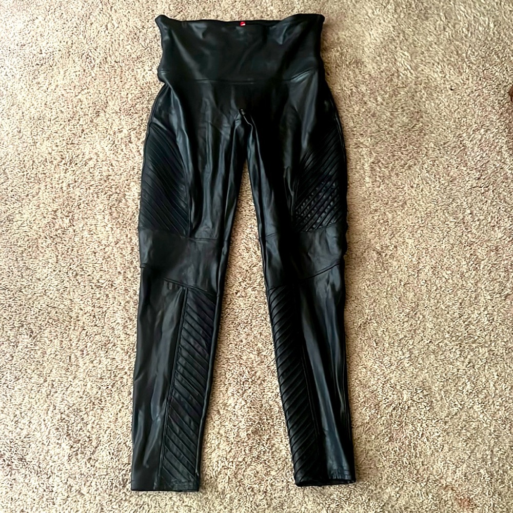 Spanx Faux-Leather Moto Leggings